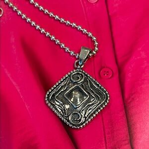 Ornate Sterling Diamond Shaped Necklace